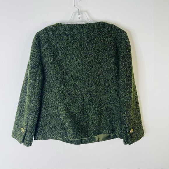 Loft green black button cropped preppy office wool blazer jacket 8 - Picture 7 of 7